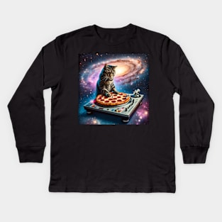 Music Pizza Cat in Space Kids Long Sleeve T-Shirt